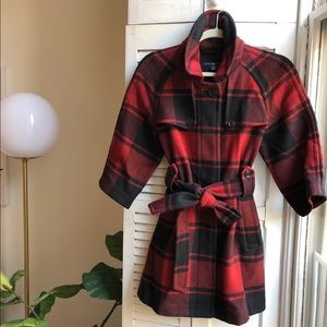 Vintage GAP wool/poly blend tartan pea coat